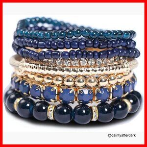 Stackable Bohemian Crystal Bead Bracelets Set Stretch Bangle Jewelry
